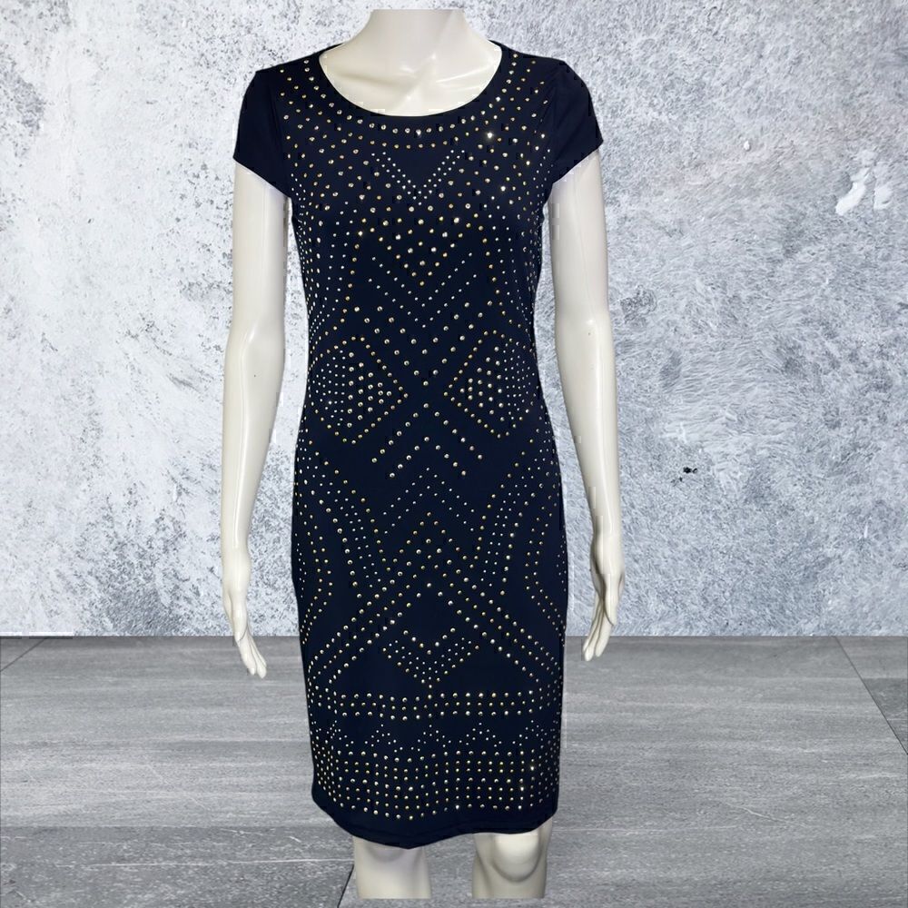 Carmen Marc Valvo Blue Studded Dress‎